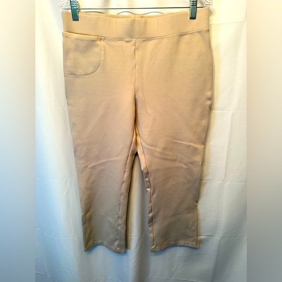 Quince Pants - Quince Women's Ultra-Stretch Ponte Kick Flare Pants Ecru Beige Size Large